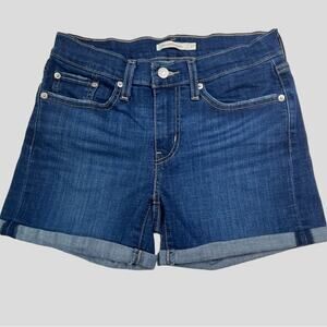 Levi’s Rolled Cuff Denim Jean Short Size 27 Mid Rise Midi Length Shorts